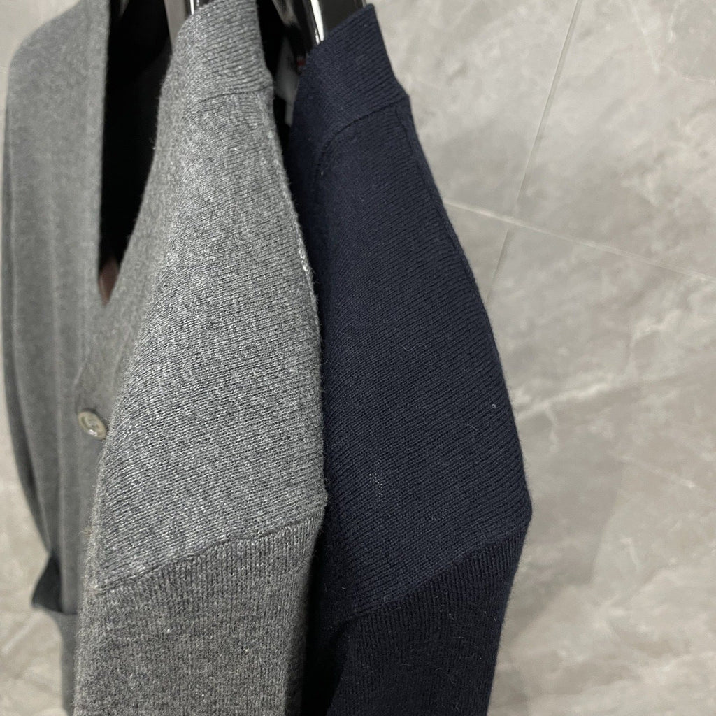Tennis Racket Jacquard V-Neck Knit Cardigan | Thom Browne