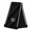 Chanel Style Contrast-Edge Knit Scarf