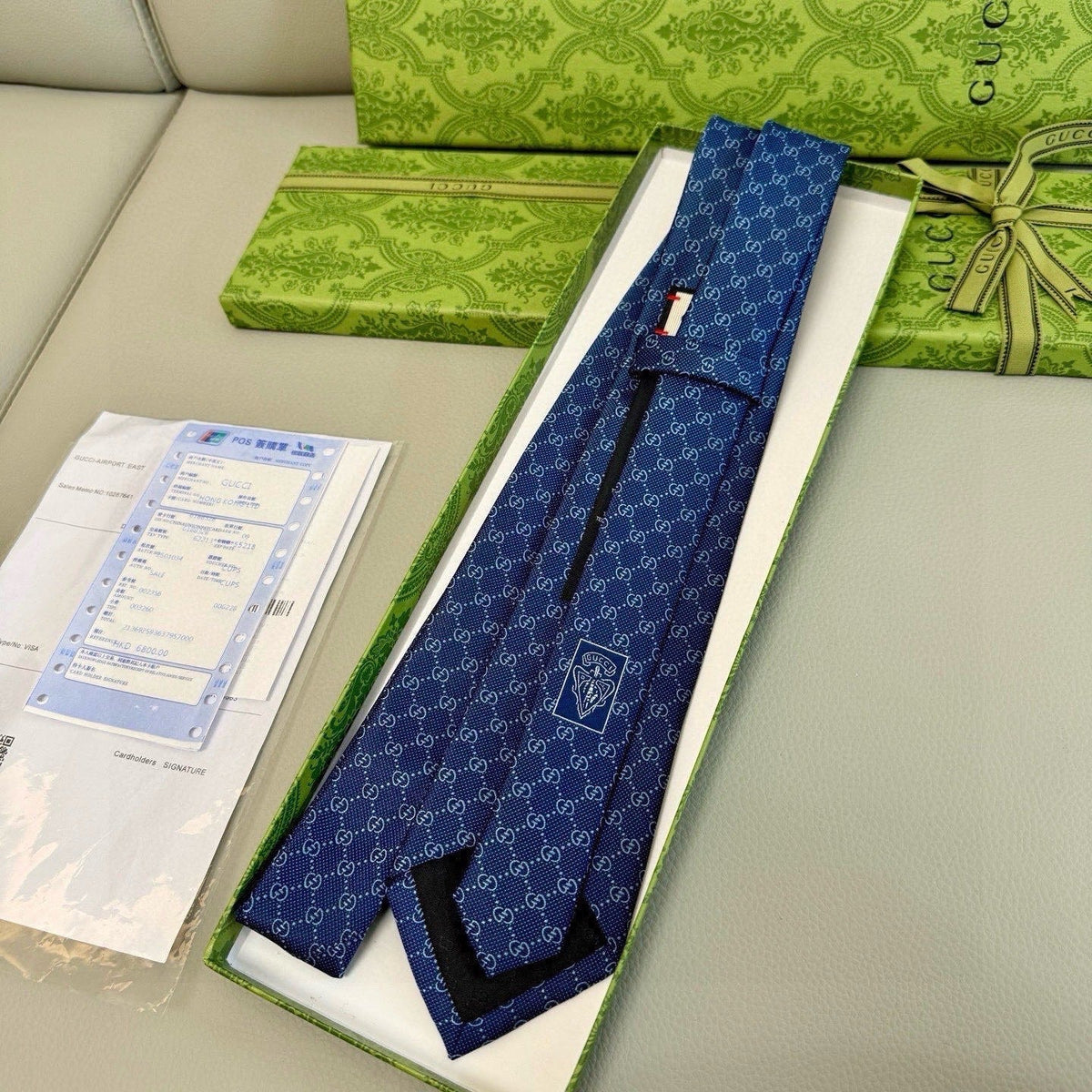 Gucci Style Men's GG Diamond Jacquard Silk Tie