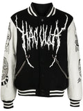 Haculla leather-sleeve varsity jacket