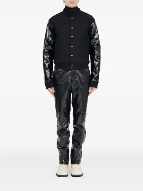 MM6 Maison Margiela leather-sleeve wool jacket