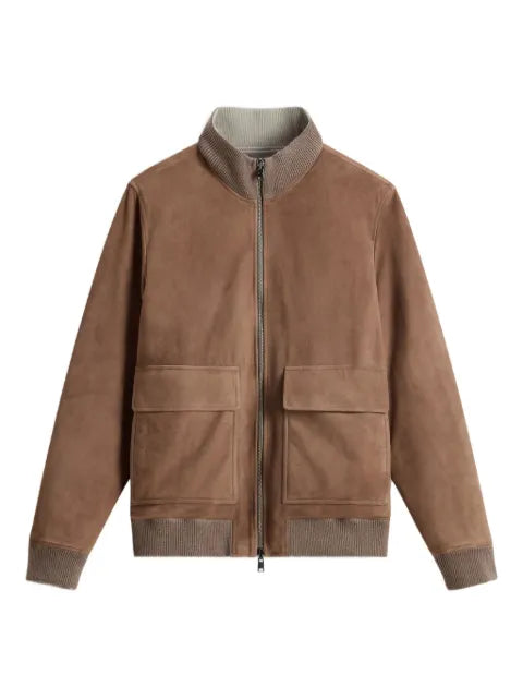Woolrich ribbed-cuff suede bomber