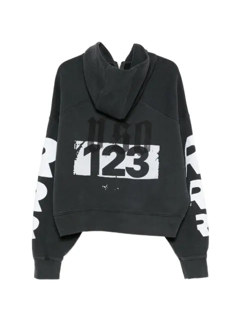 RRR123 pockets zip front hoodie