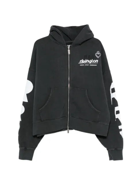 RRR123 pockets zip front hoodie