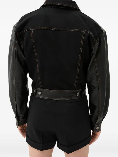 Versace contrast-panel button-up jacket