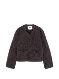MSGM bouclé-texture leather-trim jacket