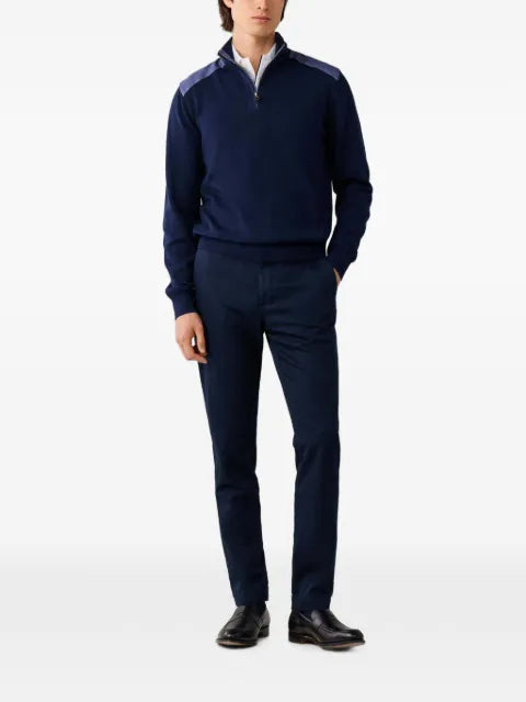 Hackett London quarter-zip panelled sweater