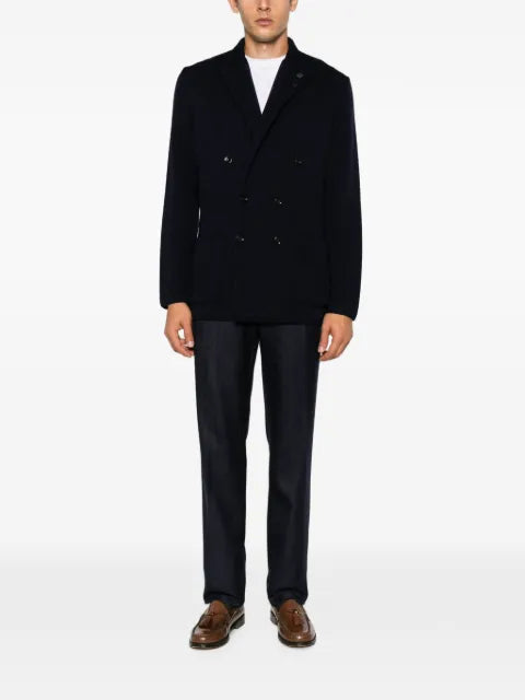 Lardini double-breasted knit blazer