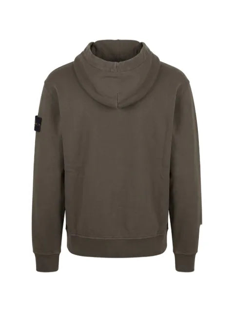 Stone Island 6100009 organic-cotton fleece oversized-fit zip-up hooded sweatshirt with pockets