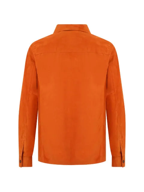 Moorer button-fastening leather shirt jacket
