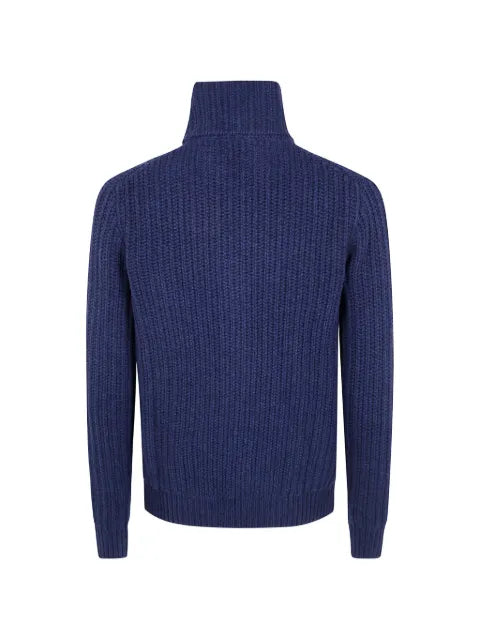 Barba ribbed-knit zip-up cardigan