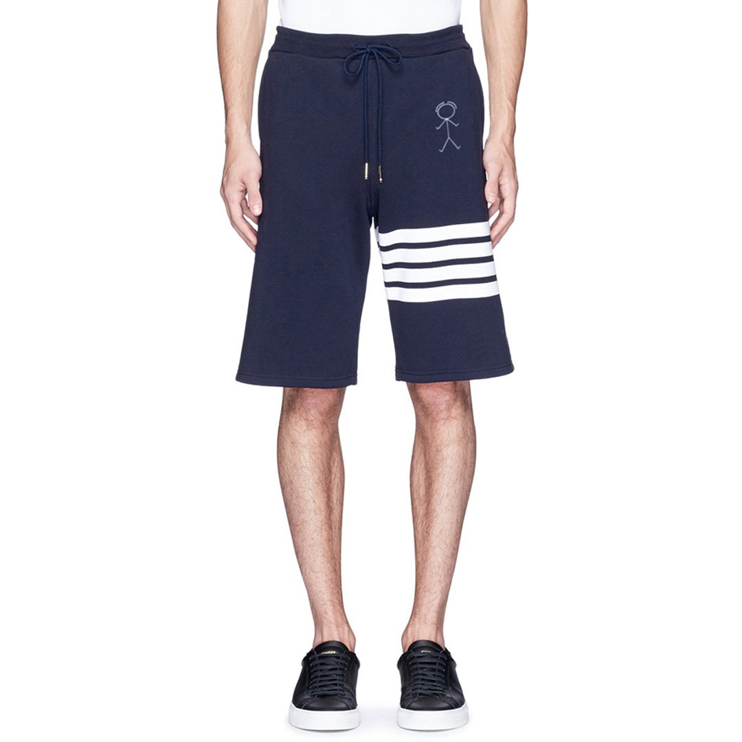 Thom Browne Style Unisex Casual Sweatpants with Signature Four-Bar Detail