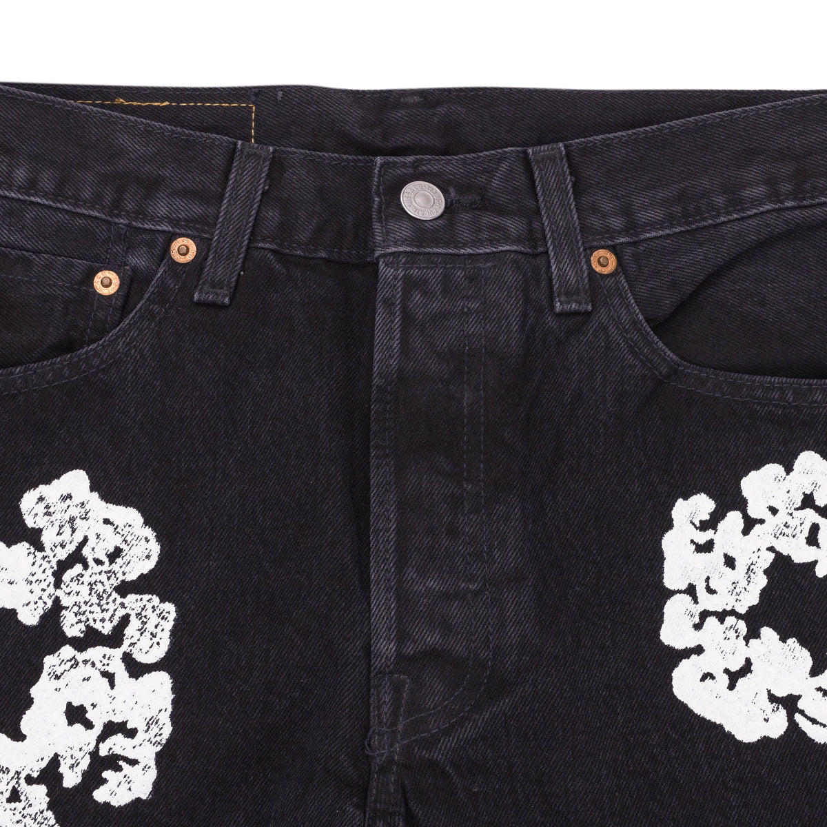 Black Cotton Wreath Jeans