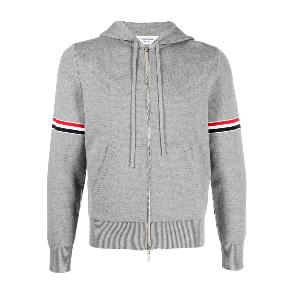 Rainbow Stripe Hoodie - Premium Athletic Zip - Up | Thom Browne