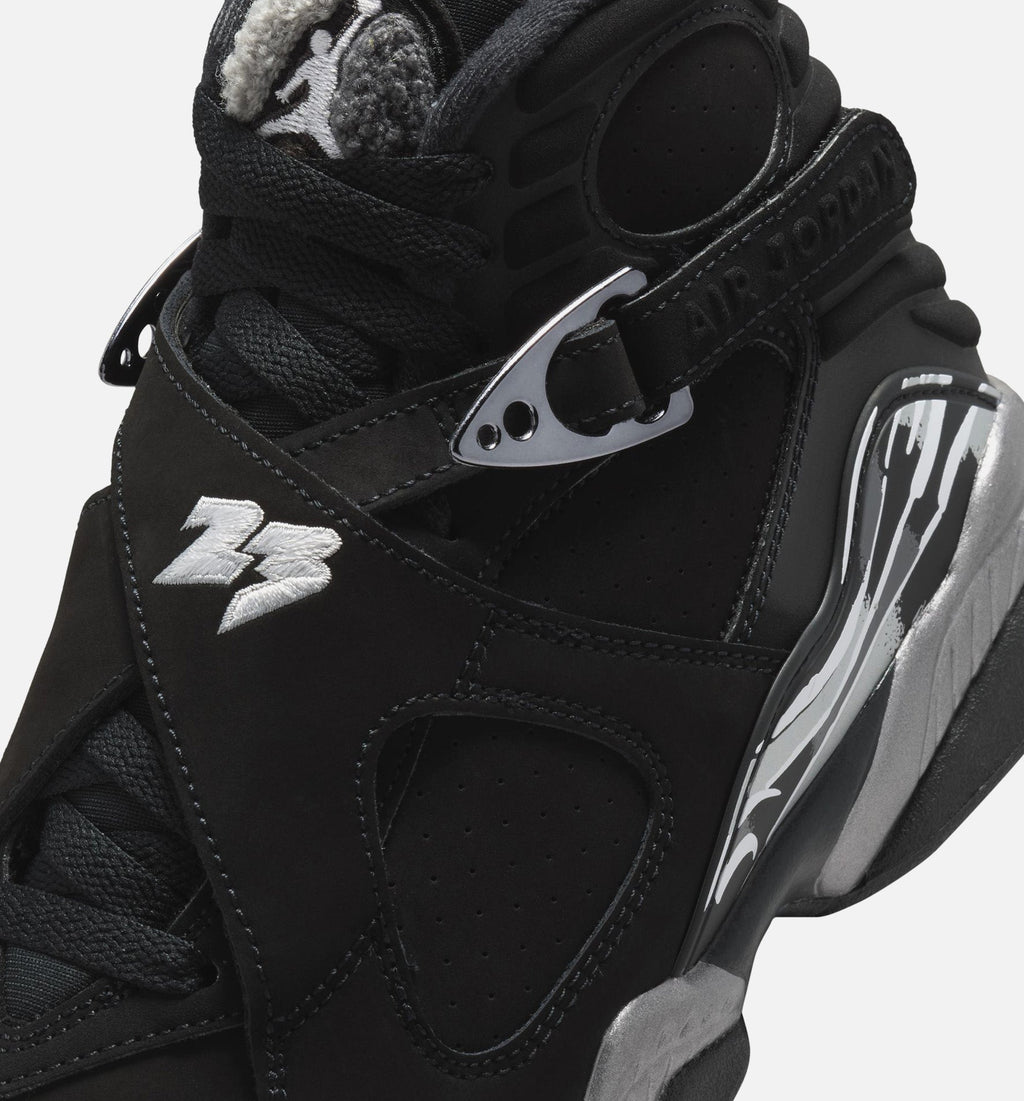 Air Jordan 8 Retro Chrome Black and Light Graphite Grade School Lifestyle Shoe – Black/White/Light Graphite