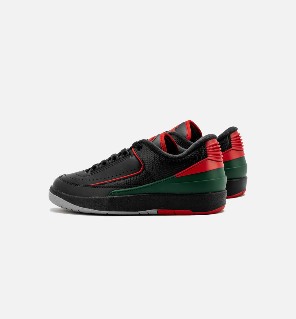 Air Jordan 2 Retro Low 'Christmas' Grade School - Black/Fire Red/Cement Grey