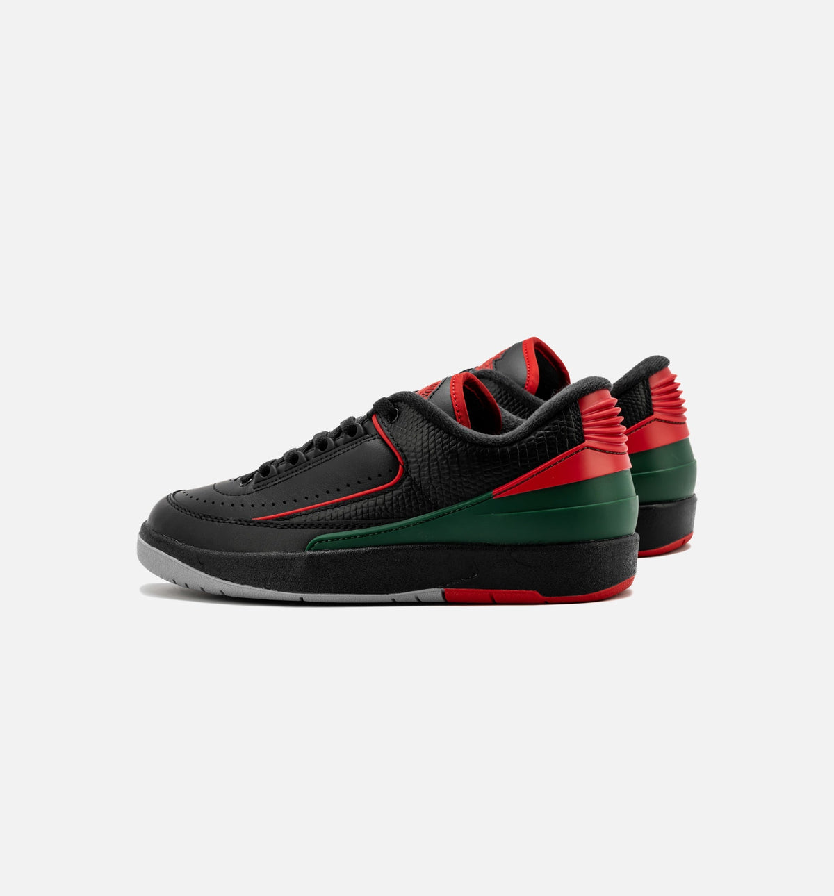 Air Jordan 2 Retro Low Christmas Big Kids' Sneakers - Black / Fire Red / Cement Grey