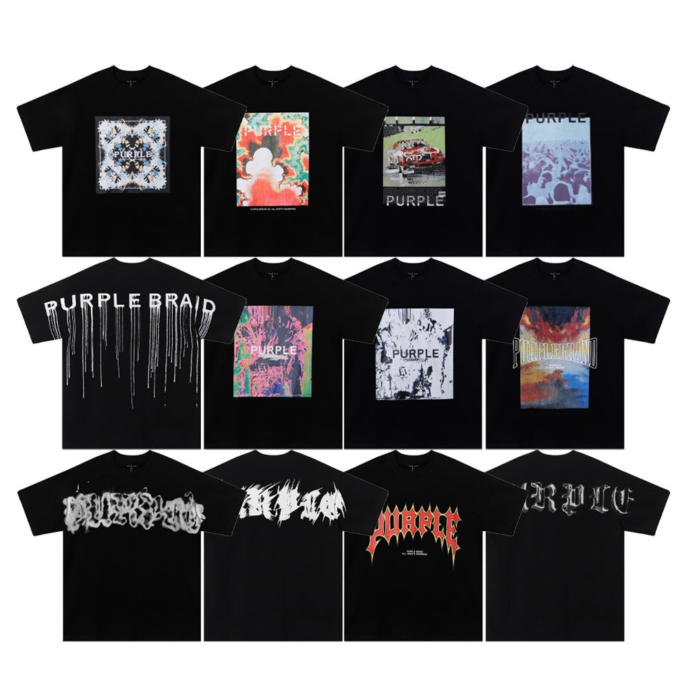 Purple Brand Multi‑Graphic Ink Wash Print Oversized Tee Multi‑Style