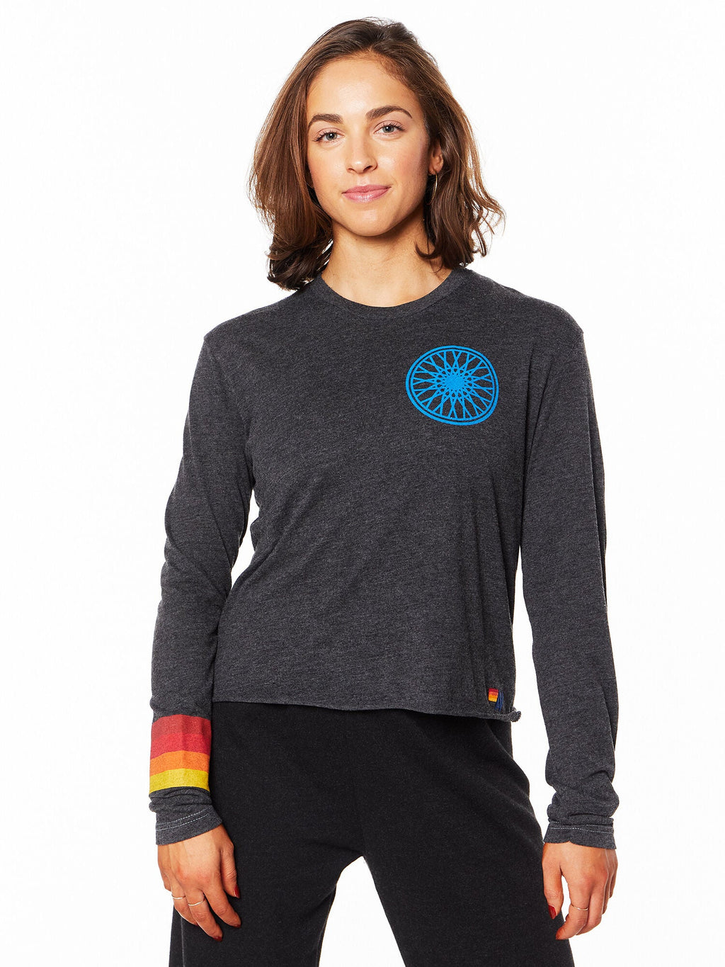 BLACK RAW HEM LONG SLEEVE