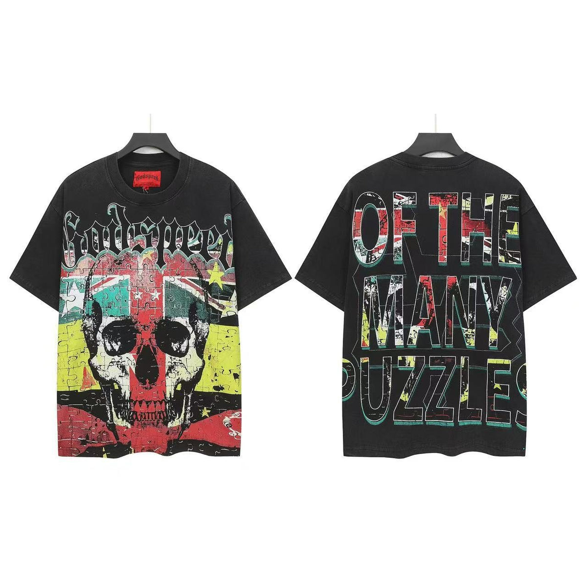 Godspeed Of the Many Puzzles Skull Graphic T-Shirt