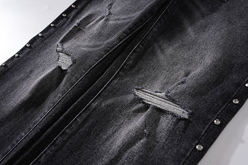 Purple Brand Black Distressed Studded Jeans