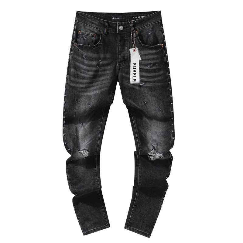 Purple Brand Black Distressed Studded Jeans