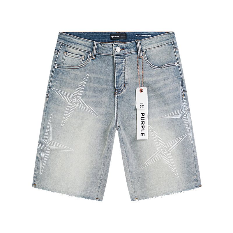 Purple Brand Star Graphic Denim Shorts