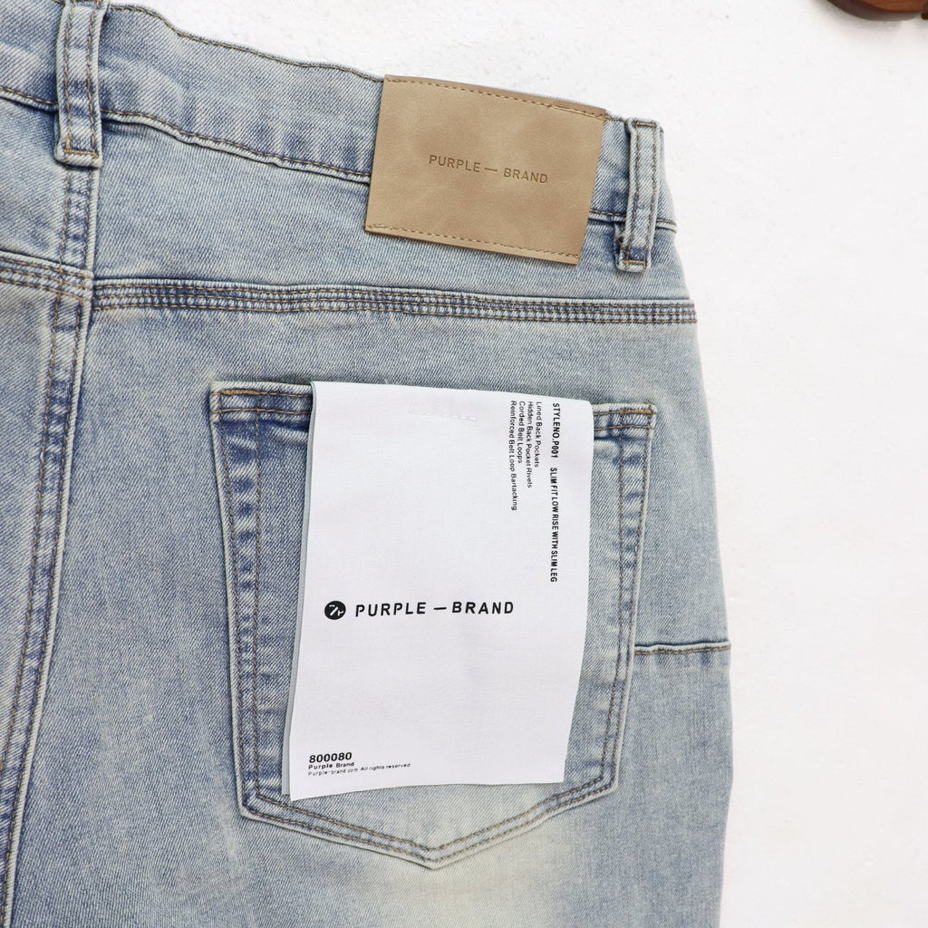 Purple Brand Light Blue Washed Graphic Jeans