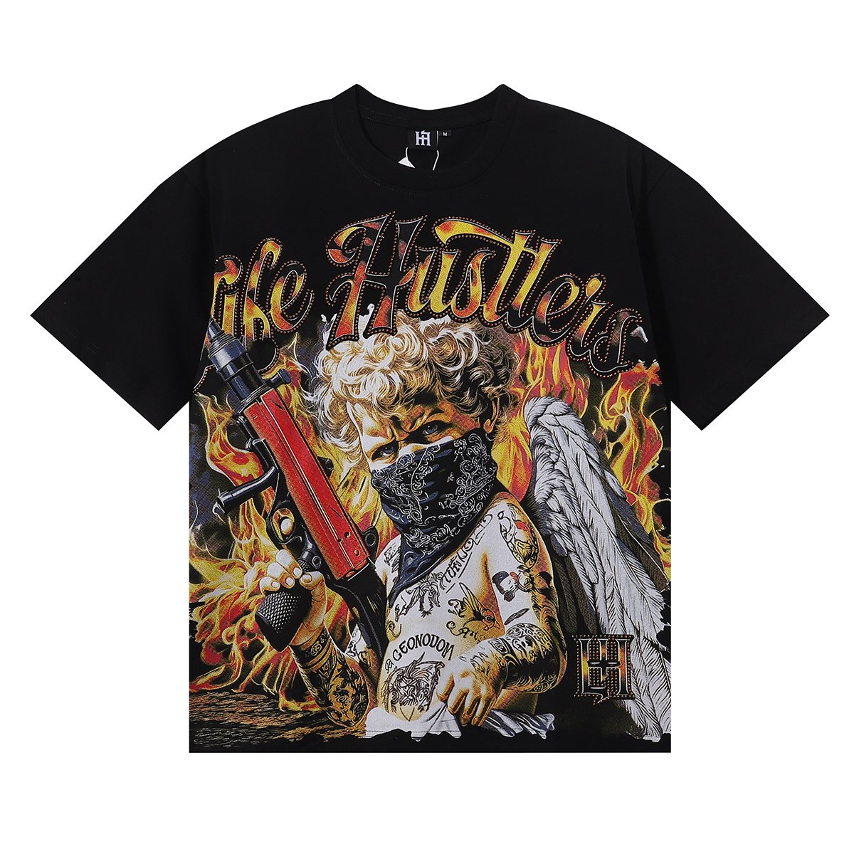 Life Hustlere Masked Angel Graphic Short-Sleeve T-Shirt