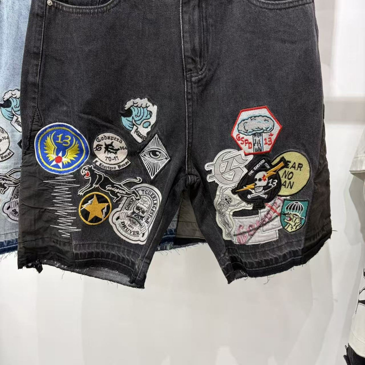 Godspeed Fear No One Patch Denim Shorts