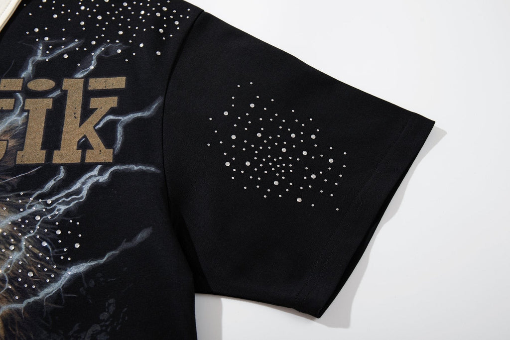 MAJESTIK Black Racing Graphic Polo Shirt