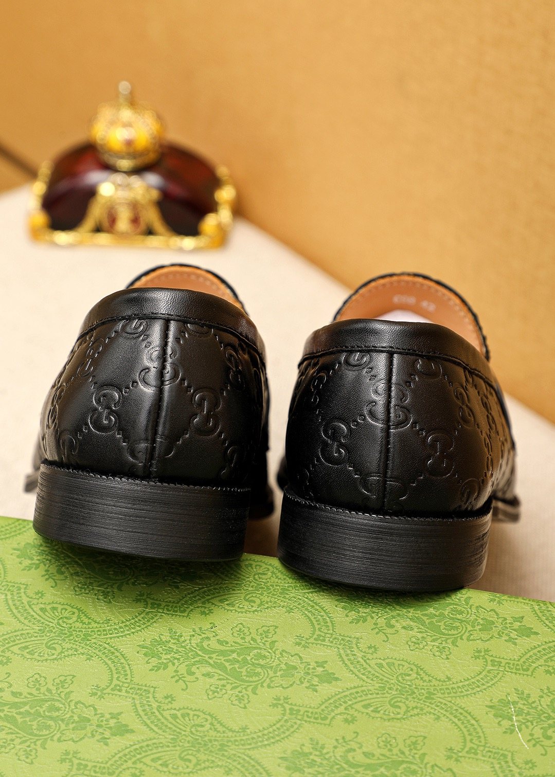 Gucci Black Embossed Leather Loafers - Low-Profile Black Sole