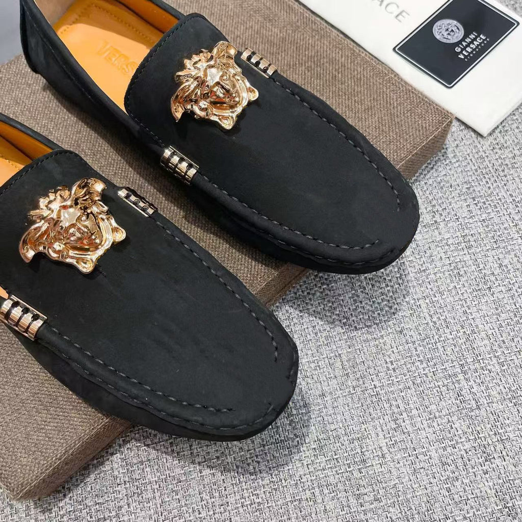 Versace Men's Black Gold Medusa Loafers