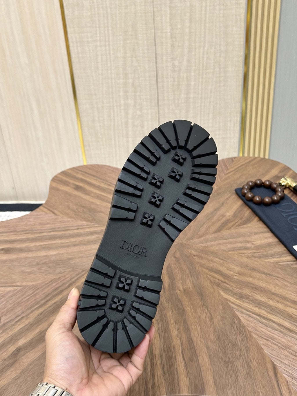 Dior Black Patterned-Collar Lace-Up Shoes