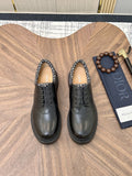 Dior Black Patterned-Collar Lace-Up Shoes