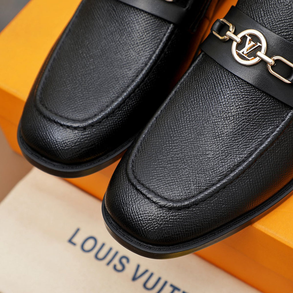 Louis Vuitton Black Metal-Link Loafers