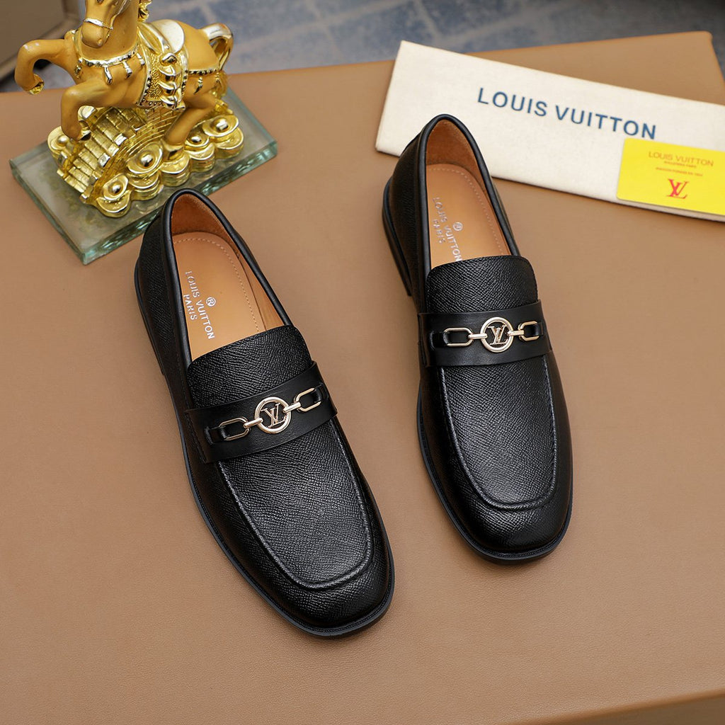 Louis Vuitton Black Metal-Link Loafers