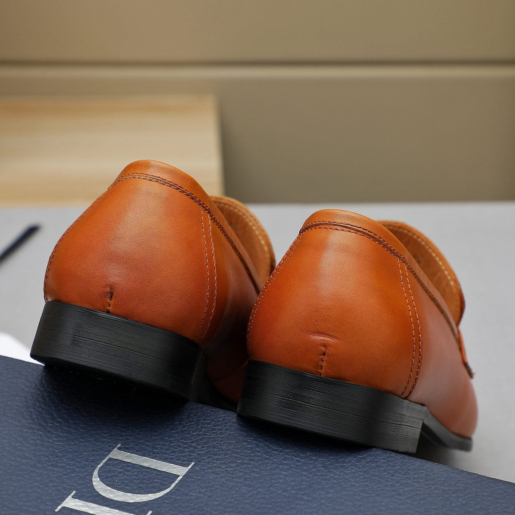 Dior Orange-Brown Buckle Loafers