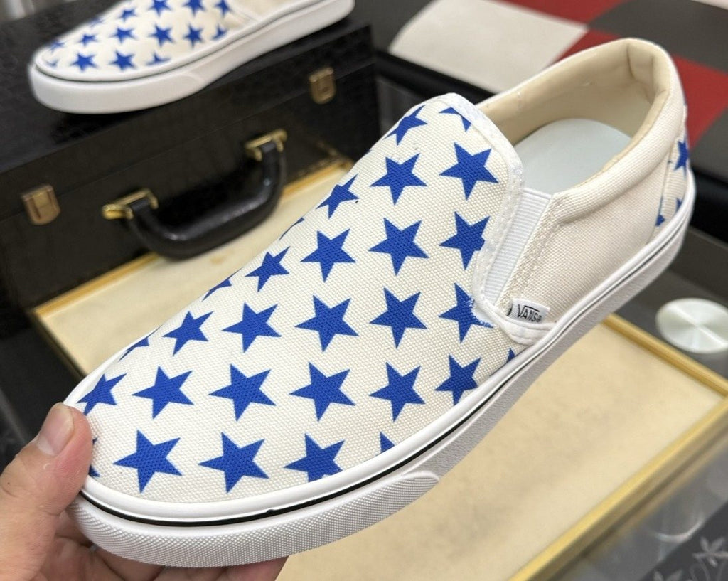 Vans Blue Star Print Slip-On Sneakers