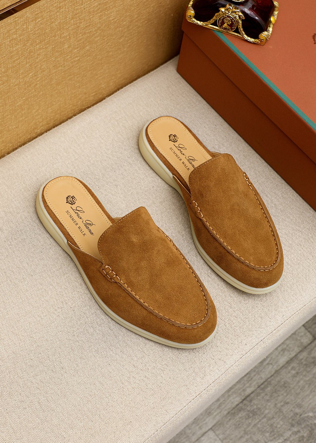 Loro Piana Suede Backless Loafers