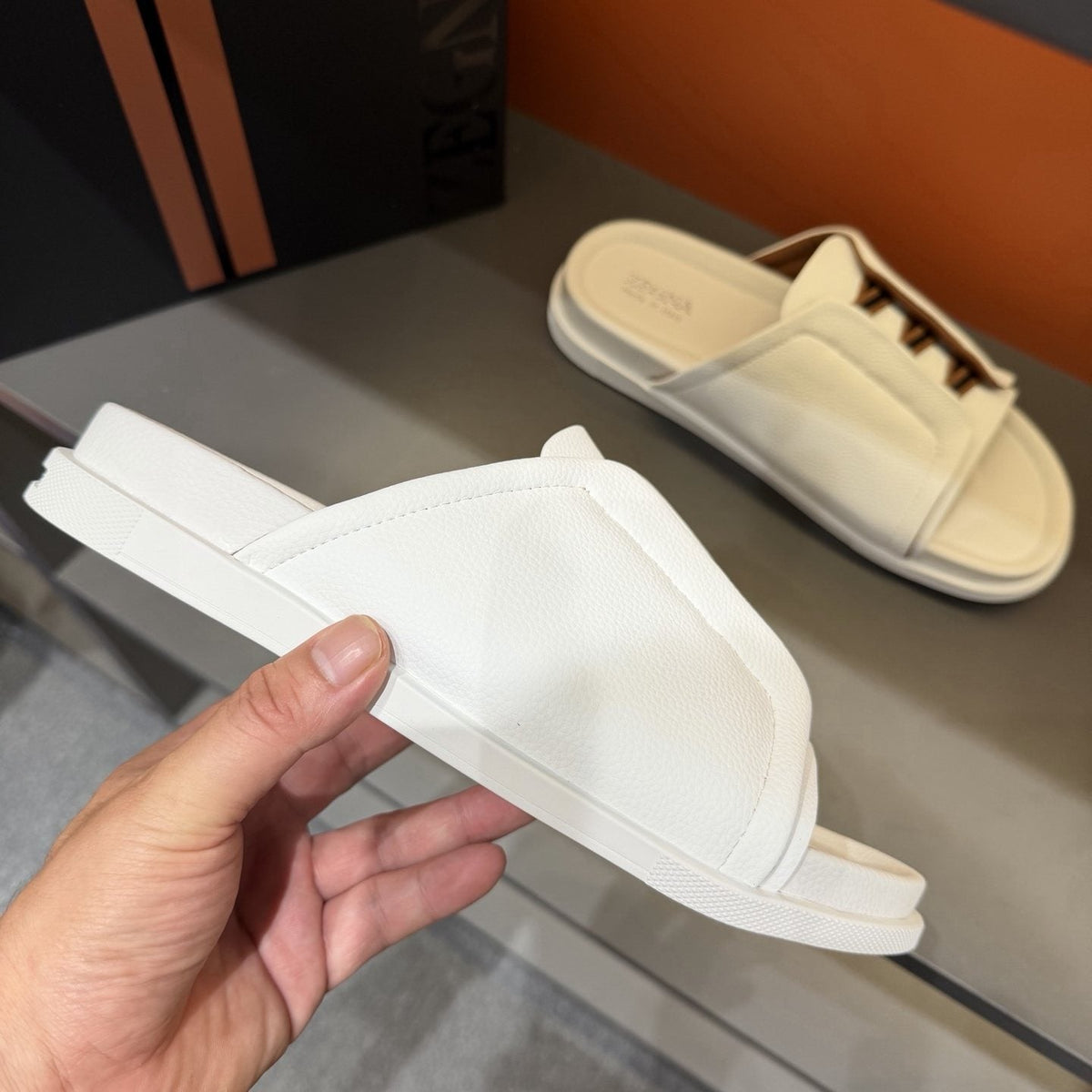 Zegna Men's Lattice Strap Slide Sandals