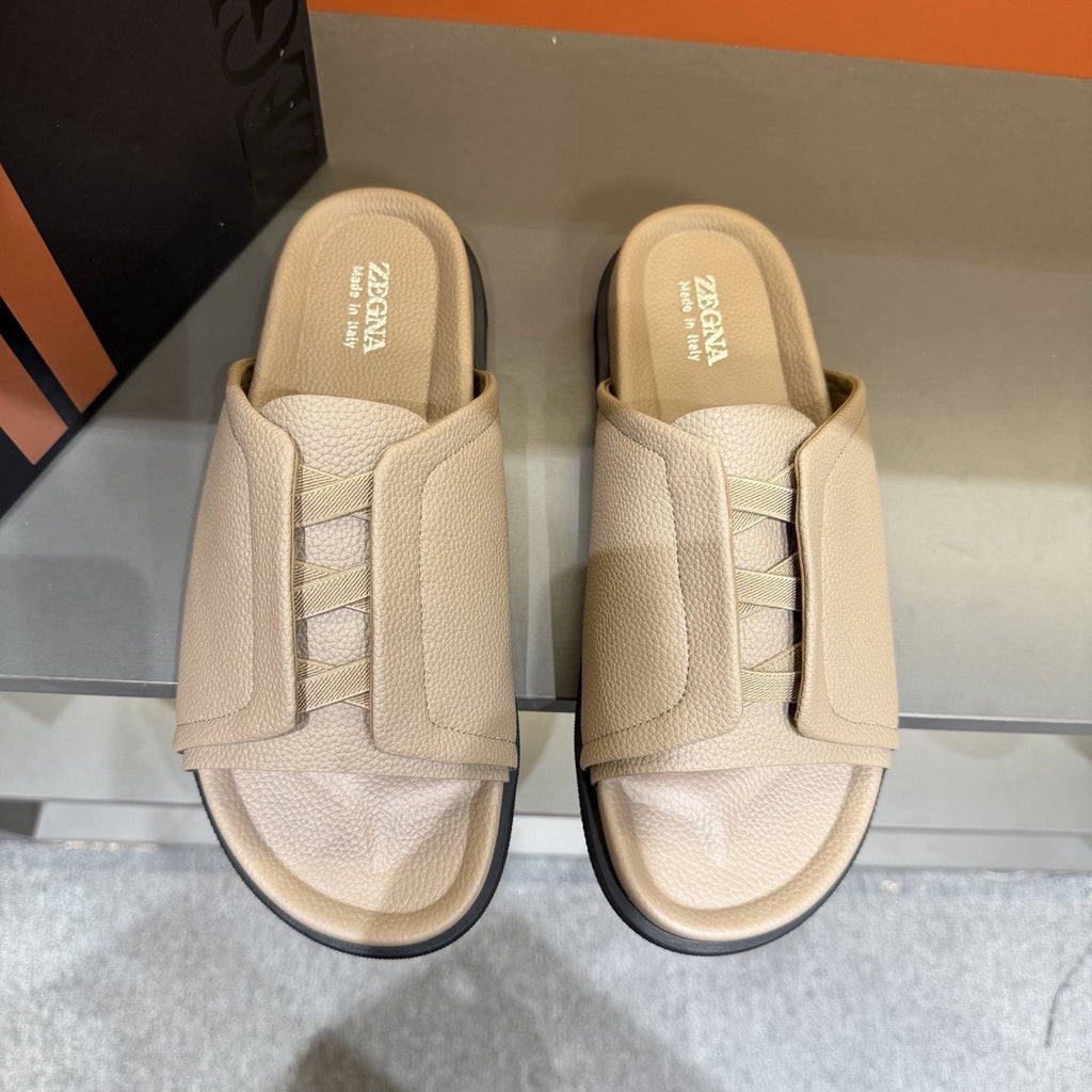 Zegna Men's Lattice Strap Slide Sandals