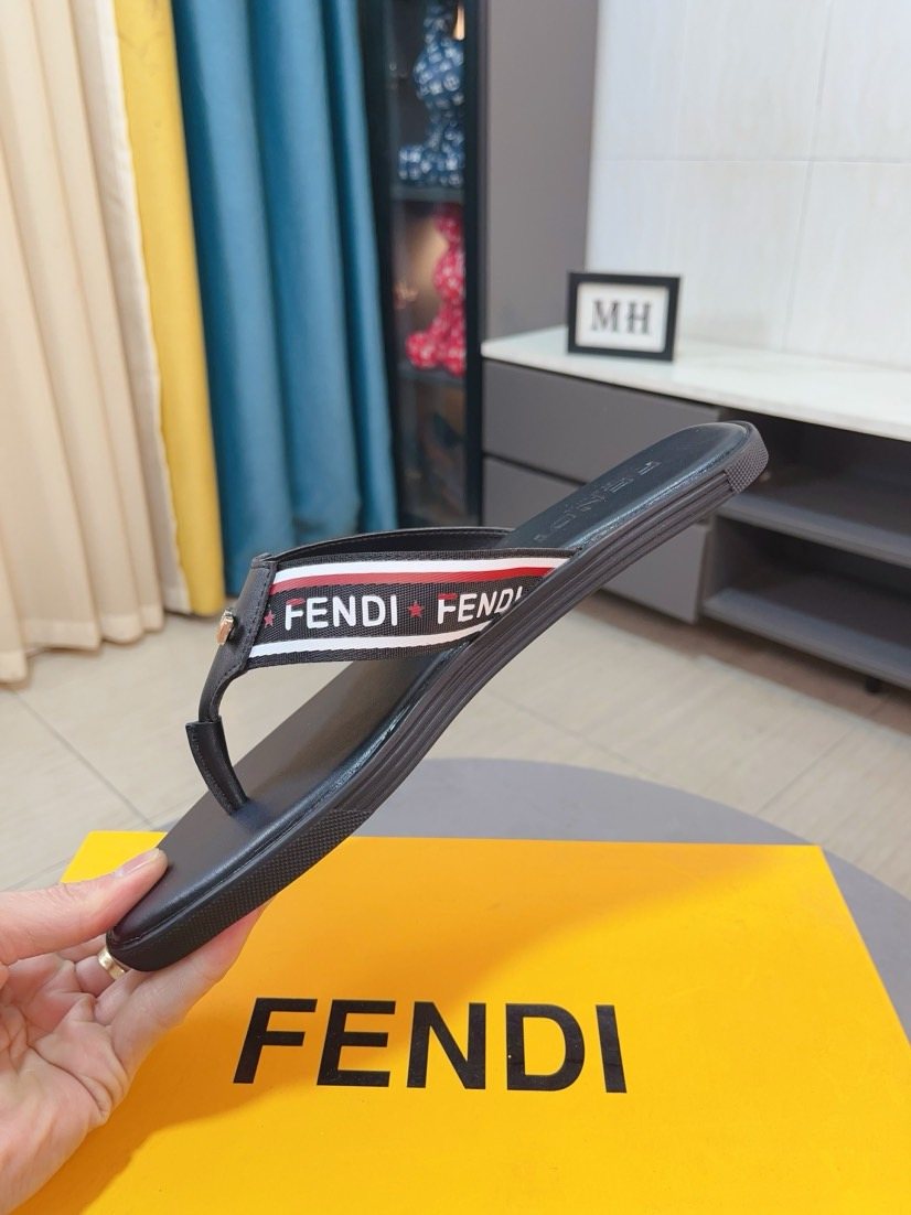 Fendi Men's Striped Thong Sandals