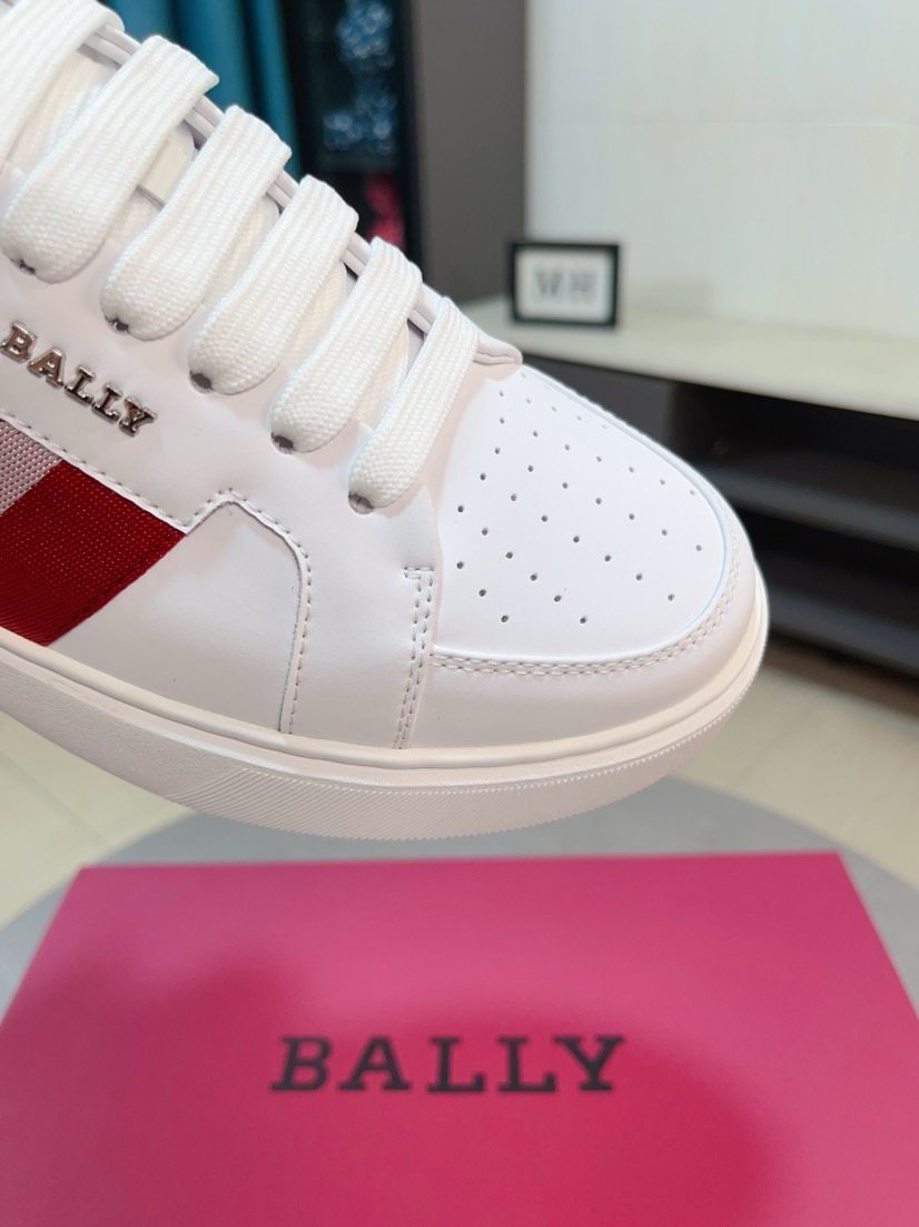 Bally White Red Stripe Sneakers