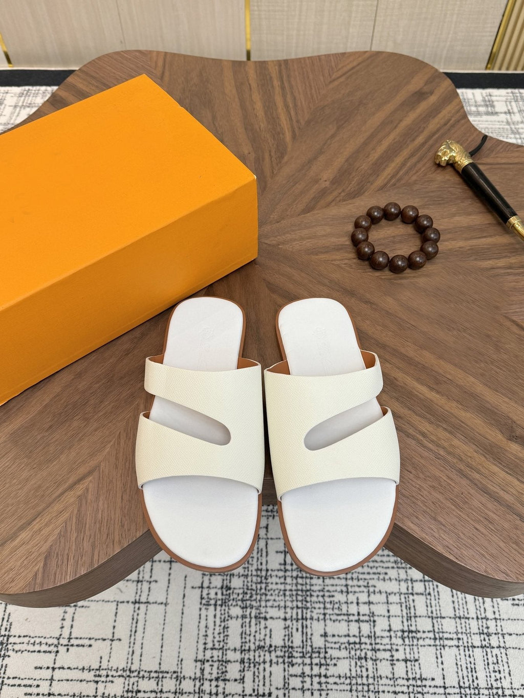 Loro Piana Cross-Strap Slide Sandals