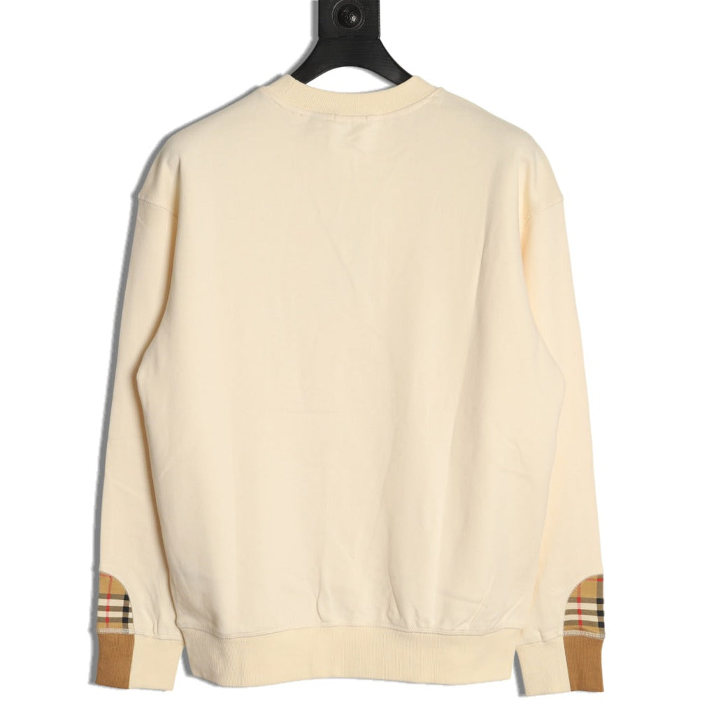 Burberry Check-Trim Embroidered Pocket Crewneck Sweatshirt